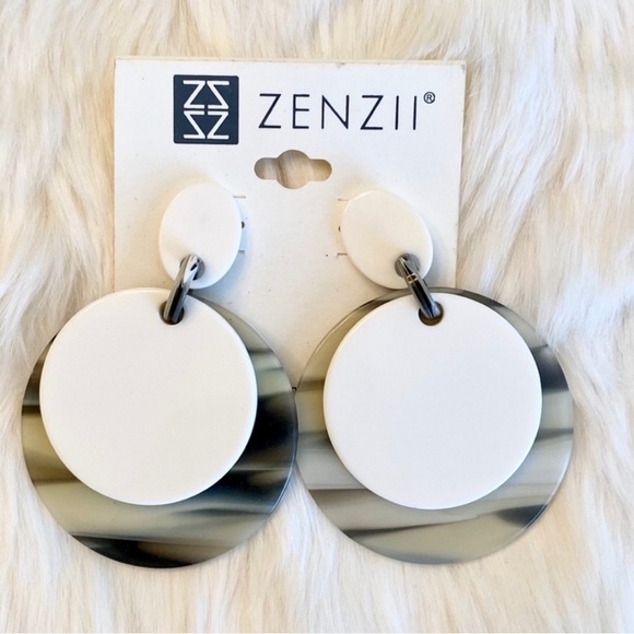 NWT Free People Resin Disc Drop Hoop Festival Modern Shapes Earrings - Picture 4 of 11